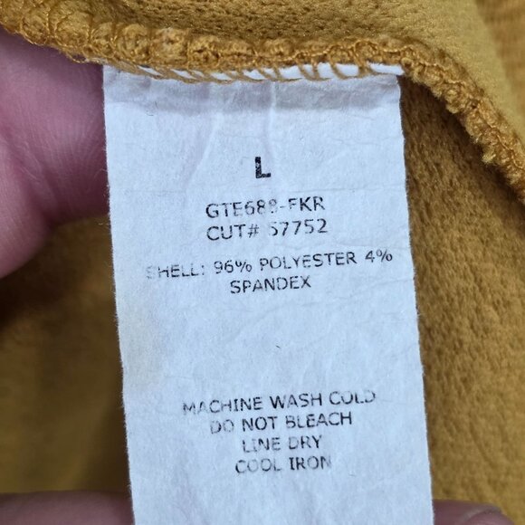 Womens Green Envelope Mustard Yellow Bell Sleeve Top Polyester Stretch Size L - Picture 3 of 7